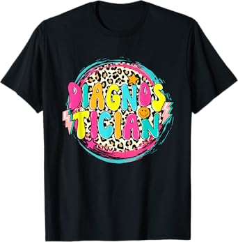 Retro Groovy Educational Diagnostician Leopard Circle T-Shirt