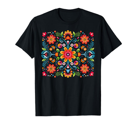 Flowers Hispanic Heritage Month Colorful Floral Mexican T-Shirt