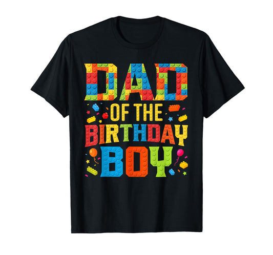Dad Of The Birthday Boy Master Builder Building Blocks Kids T-Shirt
