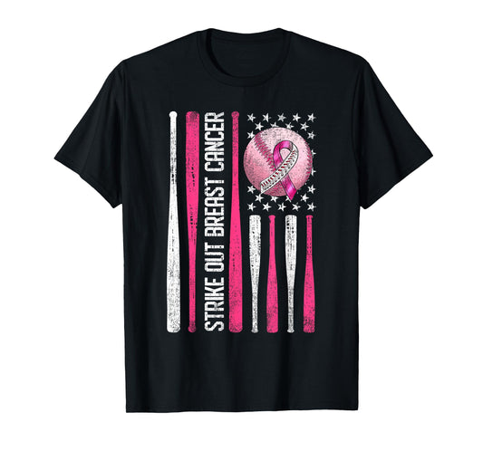 Strike Out Breast Cancer Baseball Fight Awareness Men Women T-Shirt