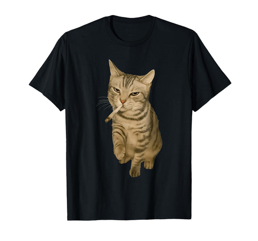 Cigarette Kitten Funny Smoking Cat Meme Stupid Brainrot T-Shirt