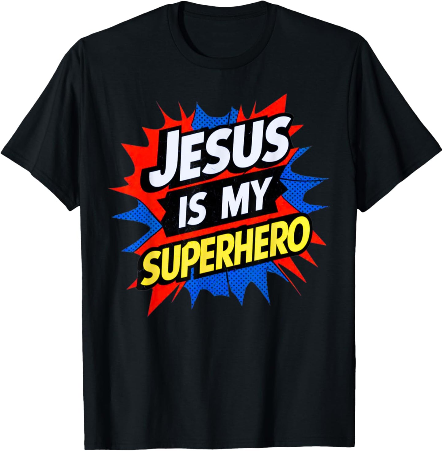 Jesus Is My Superhero Christian God Religious Comic Kids Boy T-Shirt