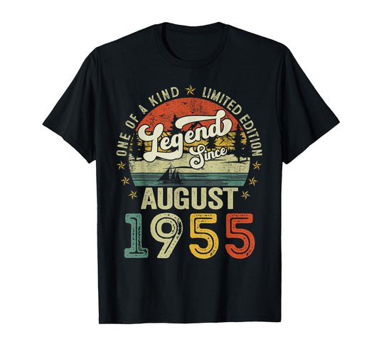 70 Years Old Legend since August 1955 70th Birthday Men Dad T-Shirt