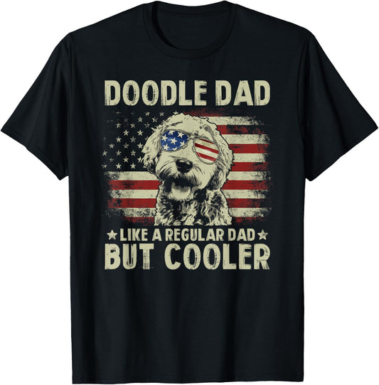 Vintage USA Flag Goldendoodle Doodle Dad Fathers Day Men T-Shirt