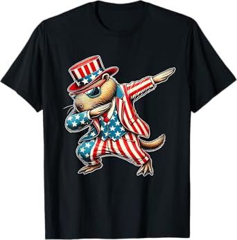 Dabbing Rodent Capybara 4Th Of July Funny Toddler Boy Kids T-Shirt