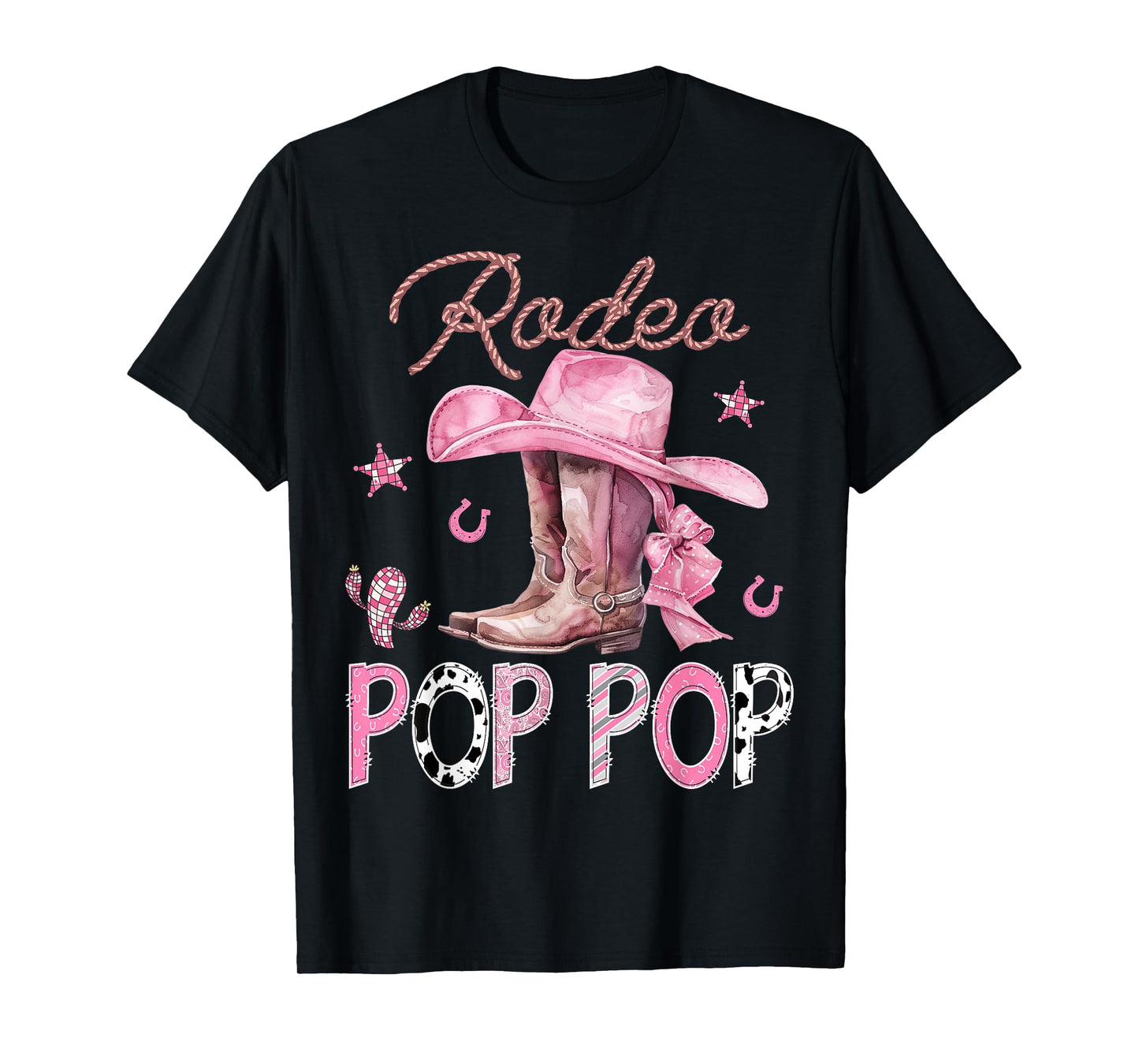 Rodeo Pop Pop Pink Boots Coquette CowGirl Birthday Party T-Shirt