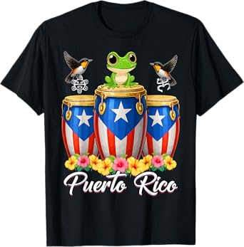 Funny Boricua Coqui Frog Taino Puerto Rico Puerto Rican Flag T-Shirt