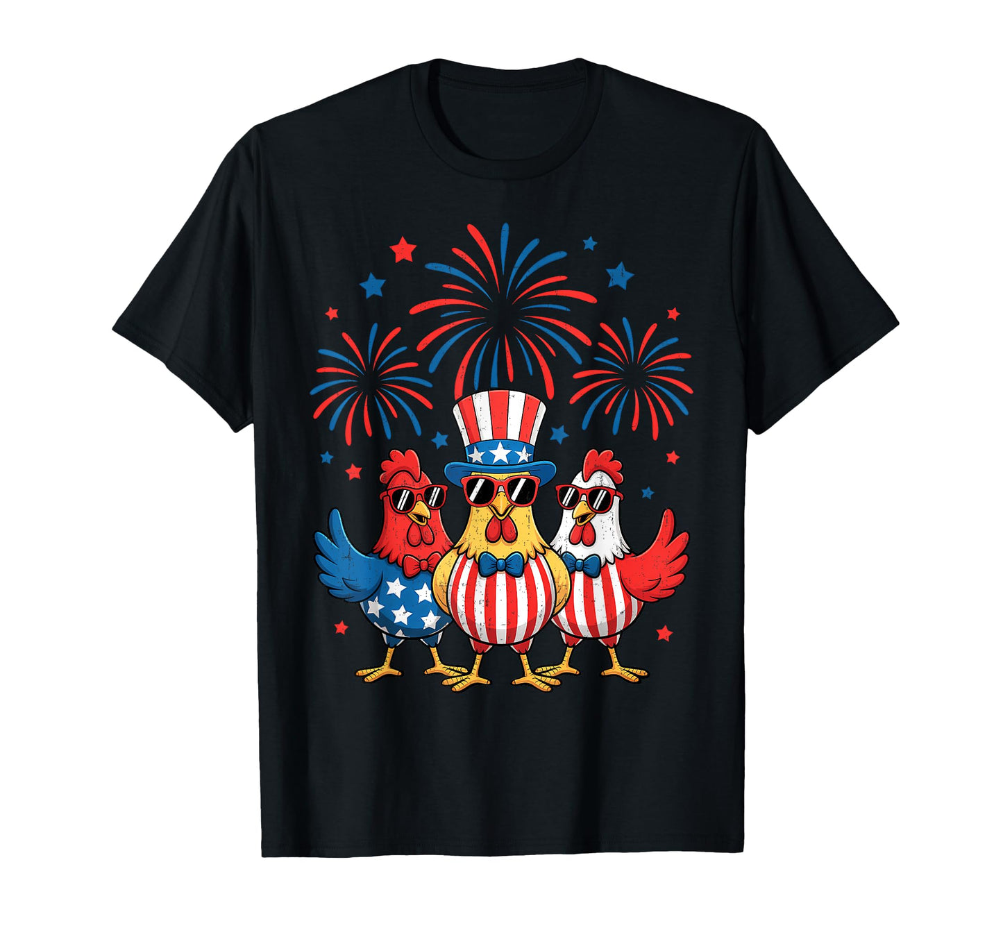 4th Of July Chickens Stars Stripes Farmer Women Men Kids T-Shirt