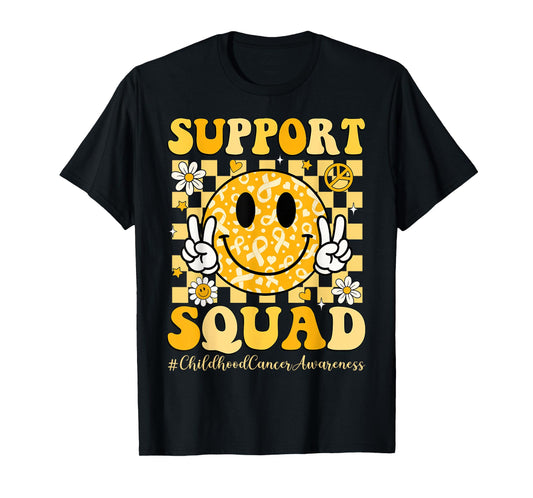Childhood Cancer Awareness Support Squad Gold Ribbon Kids T-Shirt