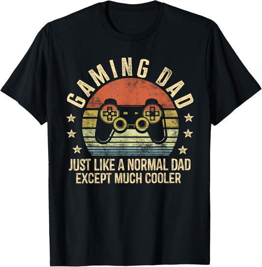 Gamer Dad Father's Day Gaming Gifts Black Men's Modern Casual Gaming T-Shirt