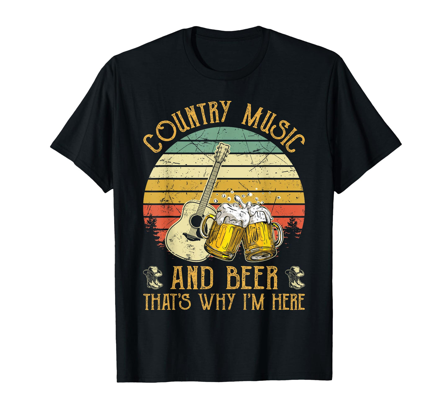 Retro Country Music And Beer That's Why I'm Here Vintage T-Shirt