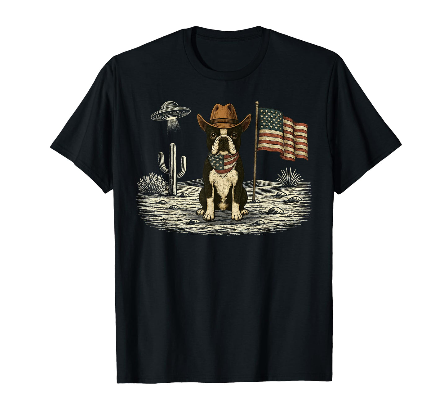 Boston Terrier 4th of July US American Flag Dog Patriotic T-Shirt