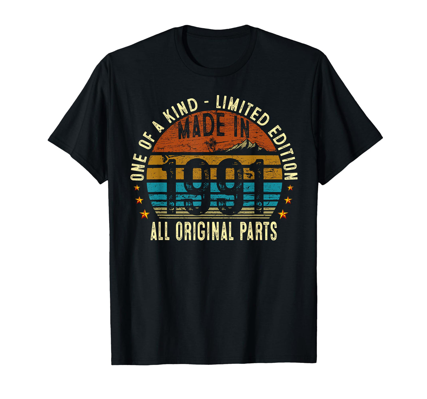 34th Birthday Gifts Men Women Vintage 1991 Original Parts T-Shirt