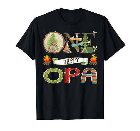 One Happy Opa Camper 1St Birthday Camping Bear T-Shirt
