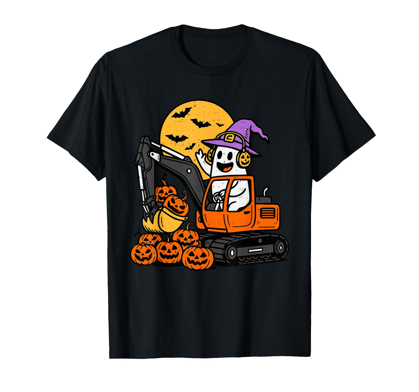 Ghost Excavator Construction Halloween Costume Toddler Kids T-Shirt