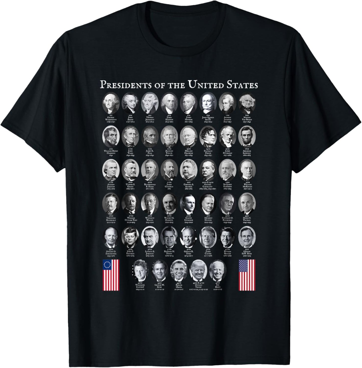 All Presidents of the United States of America USA 250 1776 T-Shirt