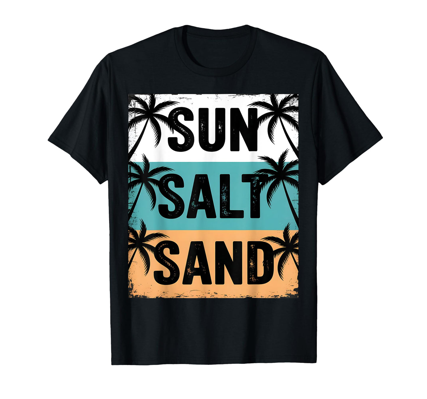 Sun Salt Sand Summer Beach Vibes Family Vacation Retro Funny T-Shirt