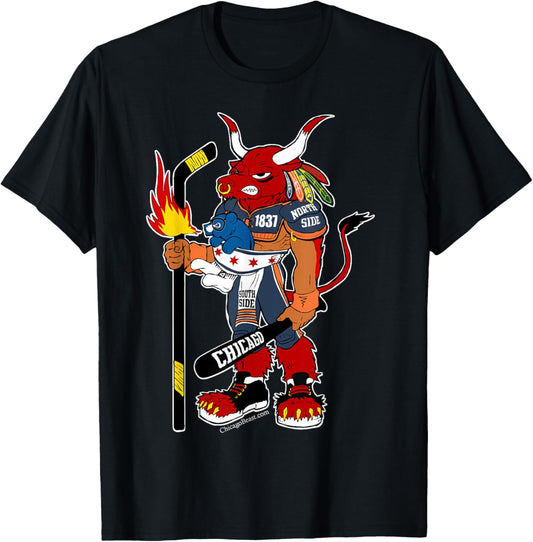 Creatureopolis Chicago Beast Black Cotton T-Shirt - Classic Fit, Round Neck, Short Sleeve, Adult Size