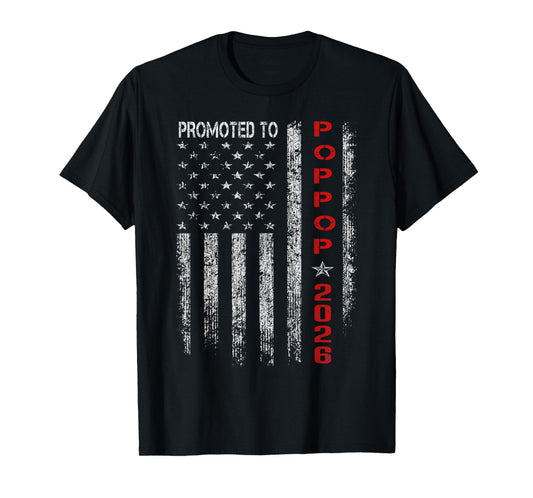 Promoted To Pop Pop 2026 Vintage American Flag T-Shirt