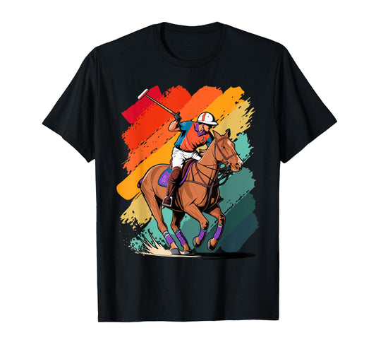 Colorful Polo player Boy on Mens Polo T-Shirt