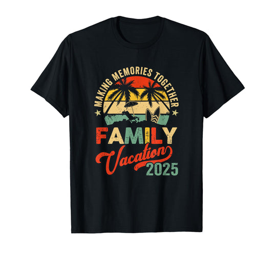 Vintage Family Trip Matching Summer Vacation Beach 2025 T-Shirt