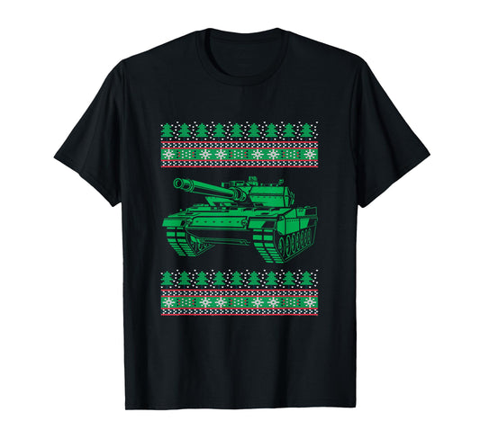 Ugly Christmas X-Mas Battle Tank Santa Claus New Year Army T-Shirt