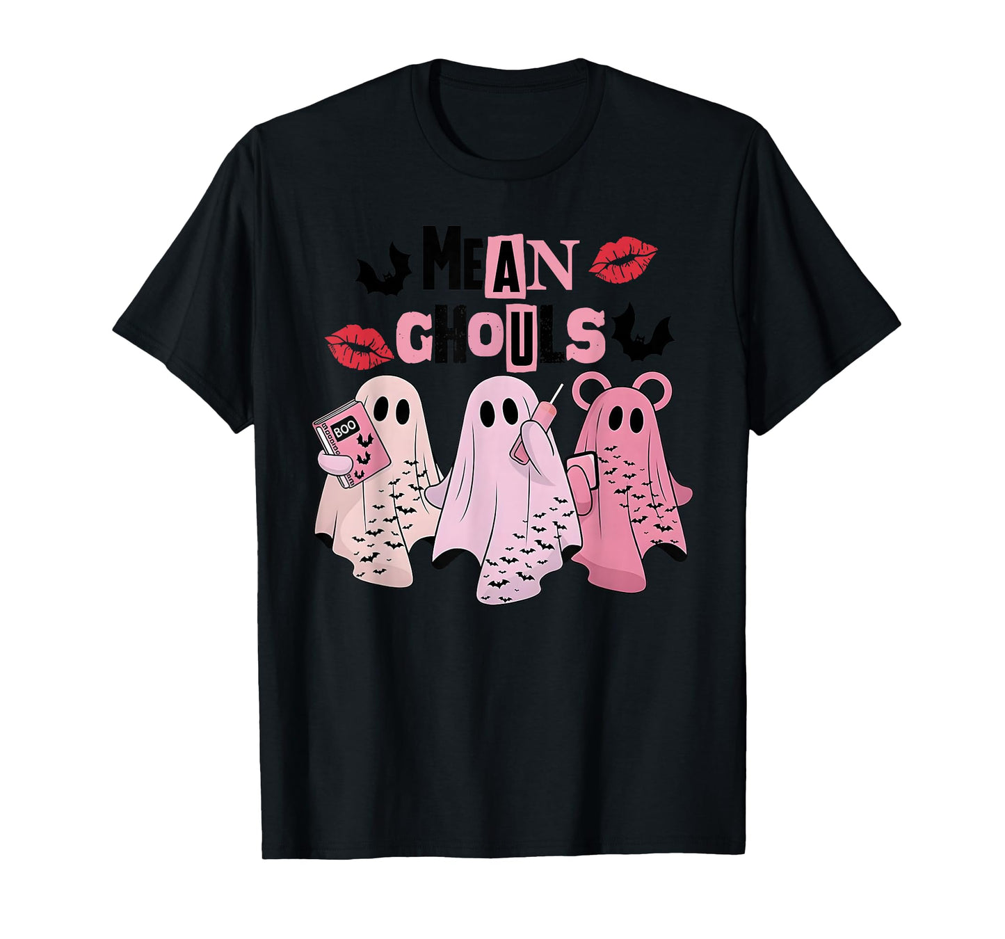 Funny Mean Ghouls On October We Wear Pink Breast Cancer T-Shirt