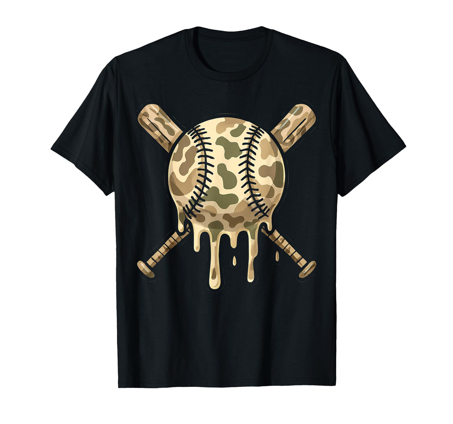 Baseball Drip Camo Baseball Bats Boys Sports Cool Game Day T-Shirt