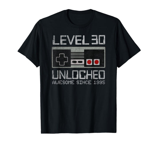 Level 30 Unlocked 30th Birthday 30 Year Old Video Gamer Man T-Shirt