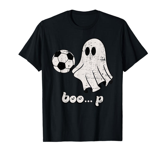 Cute Ghost Playing Football Soccer Player Halloween Costume T-Shirt
