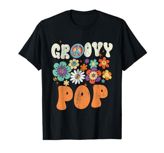 Retro Groovy Pop Gifts For Father's Day Hippie Flowers T-Shirt