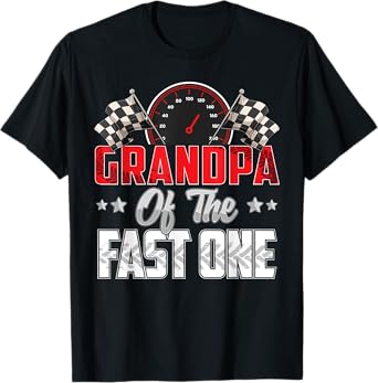 1 year old racing car fast one birthday 1st Family Grandpa T-Shirt