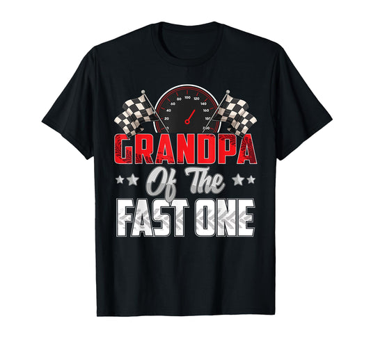 1 year old racing car fast one birthday 1st Family Grandpa T-Shirt