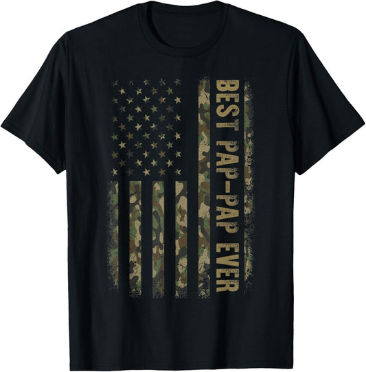 Best Pap Pap Ever Camouflage American Flag Father's Day T-Shirt