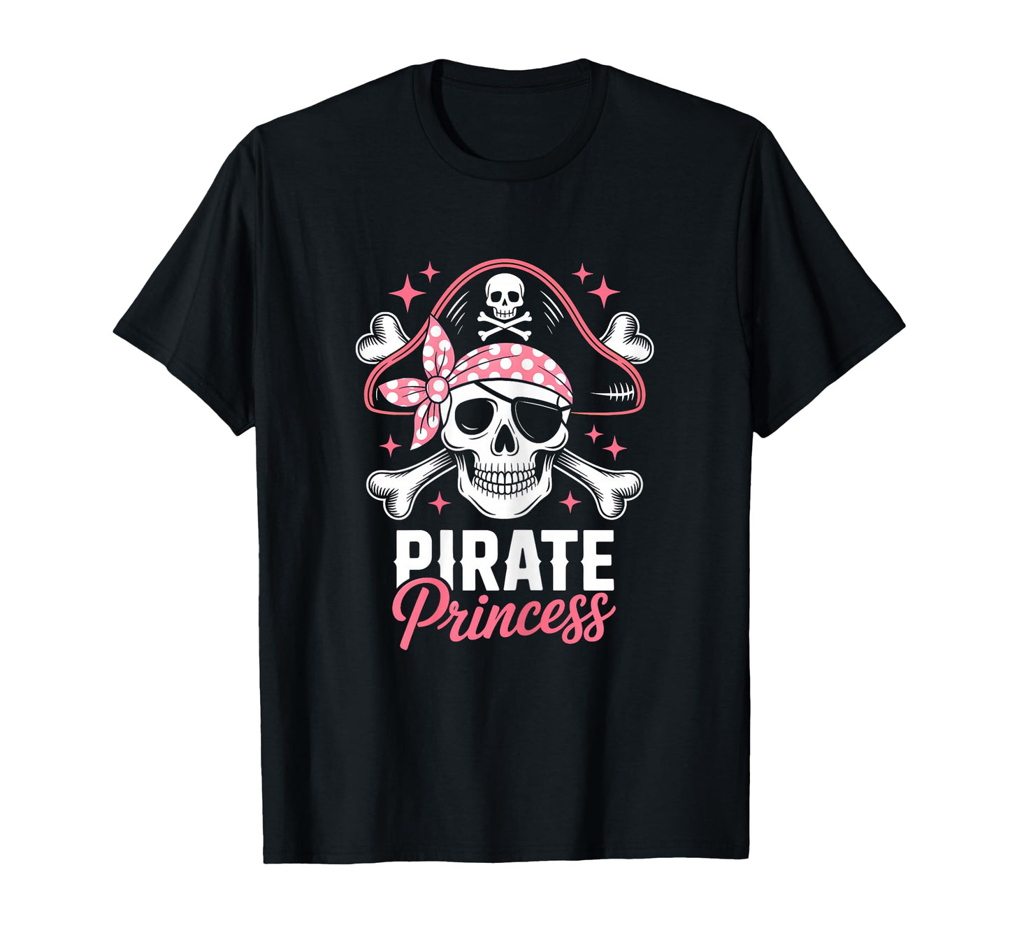 Pirate Cute Princess Halloween Skull Bow Tie Women Girls T-Shirt