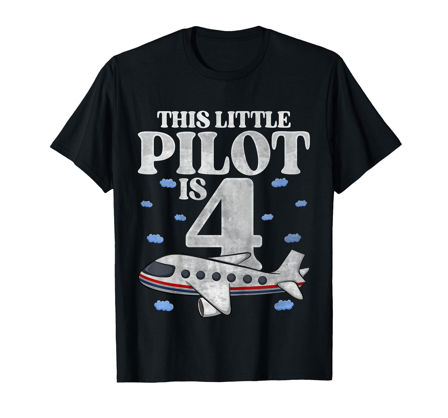 Kids This Little Pilot Is 4 Airplane Four Years Old 4th Birthday T-Shirt