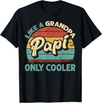 Papi Like A Grandpa Only Cooler Vintage Dad Fathers Day T-Shirt