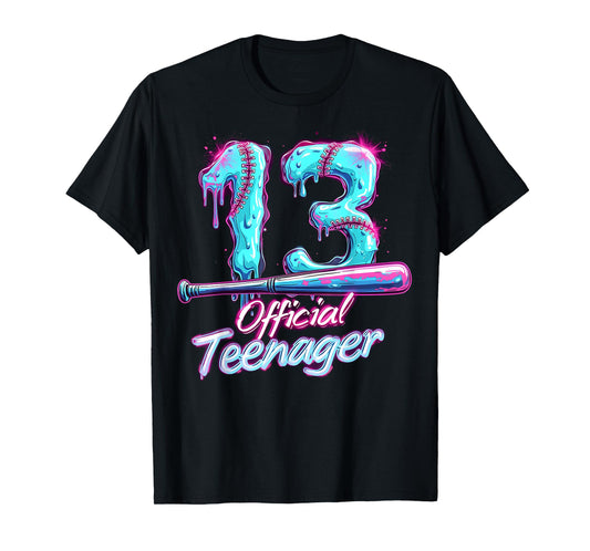 Baseball Drip 13 Years Old Official Teenager 13th Birthday T-Shirt