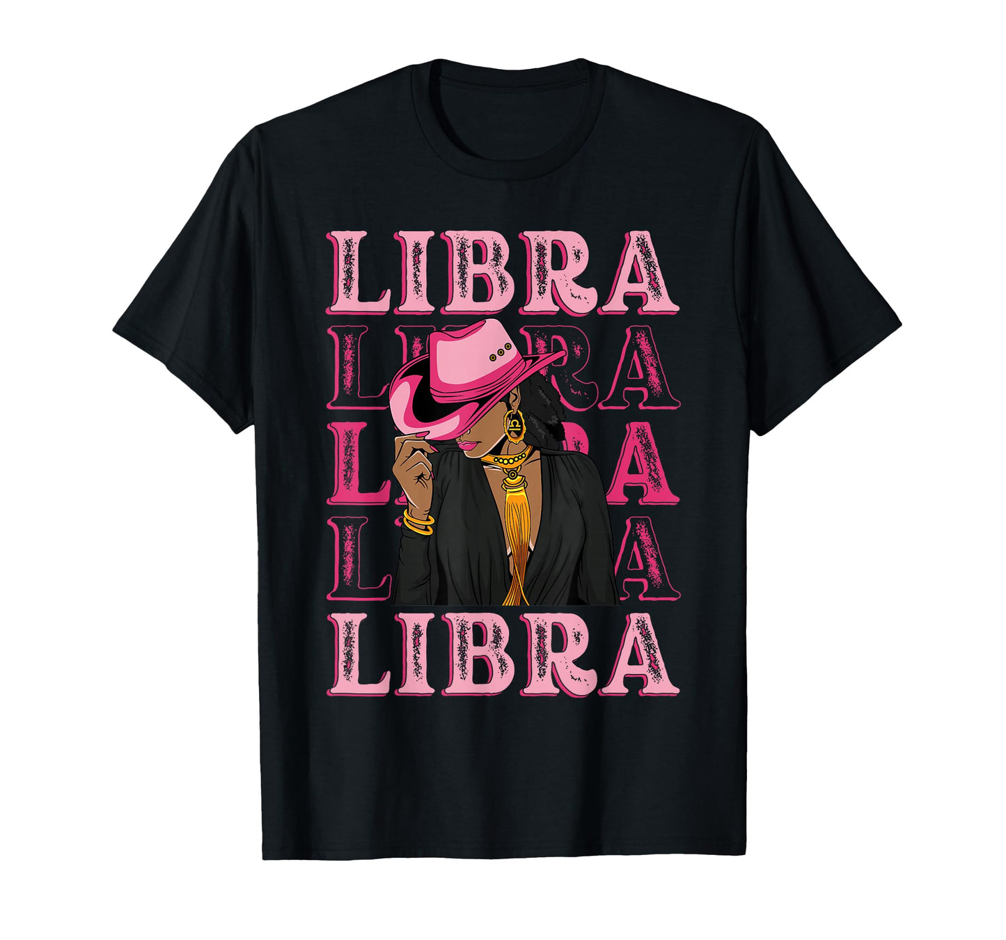 Libra Western Black Cowgirl African American Zodiac T-Shirt