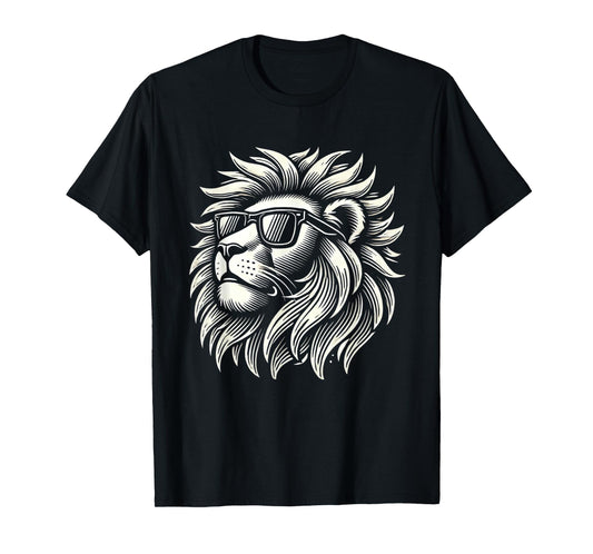 Cool Lion Sunglasses Shades Lion Graphic T-Shirt