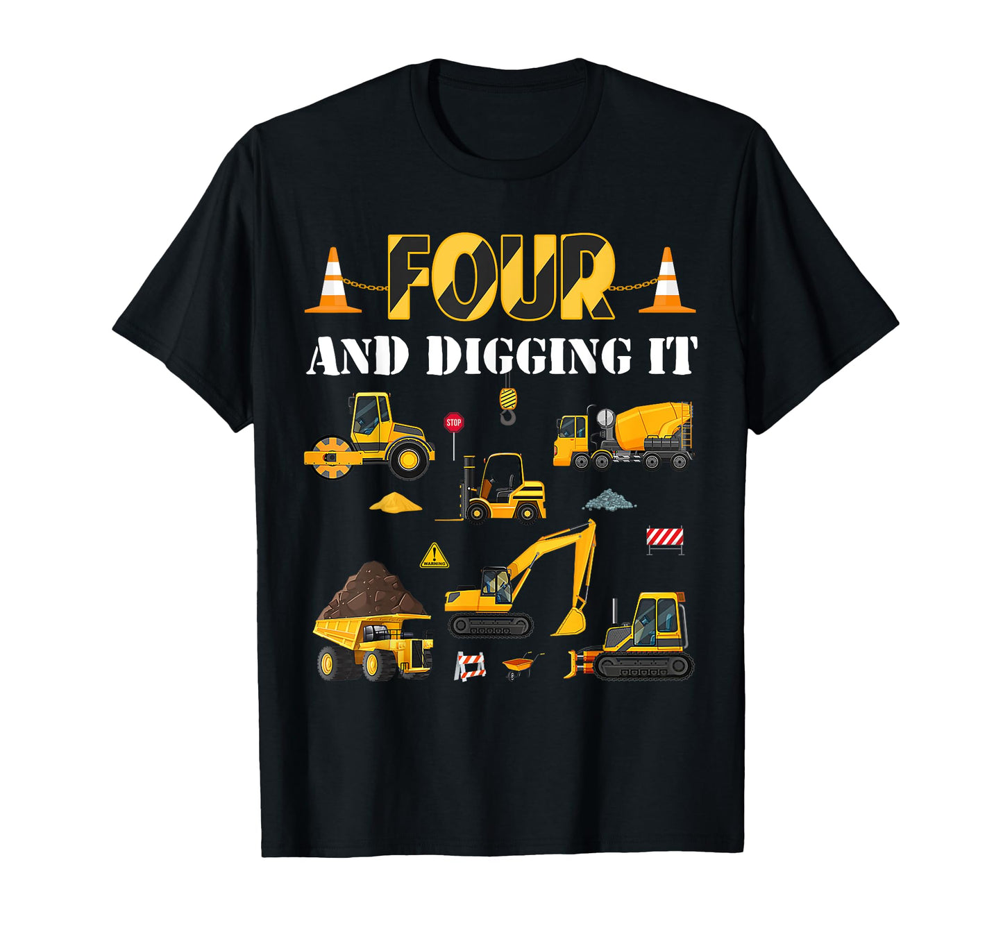 Four And Digging It 4th Birthday Construction Boy 4 Yrs Old T-Shirt