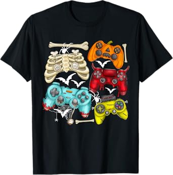 Skeleton Zombie Gaming Controllers Mummy Halloween Game Love T-Shirt