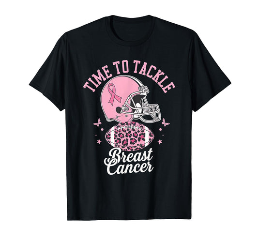 Tackle Football Breast Cancer Awareness Pink Ribbon Boys Kid T-Shirt