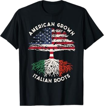 American Grown Italian Roots Family Tree Italy Flag Italian T-Shirt