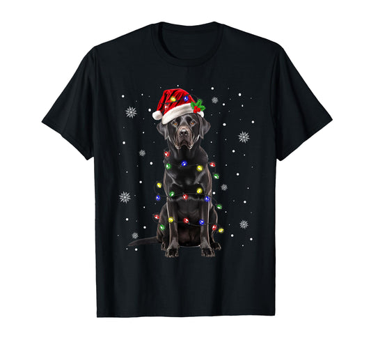 Black Lab Labrador Christmas Tree Light Pajama Dog Xmas T-Shirt