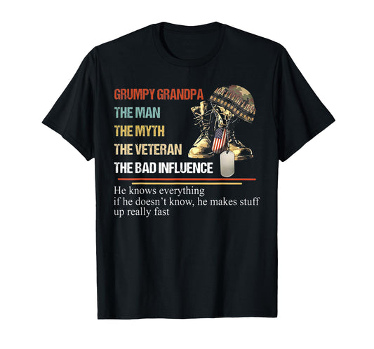 Grumpy Grandpa The Man The Myth The Veteran T-Shirt