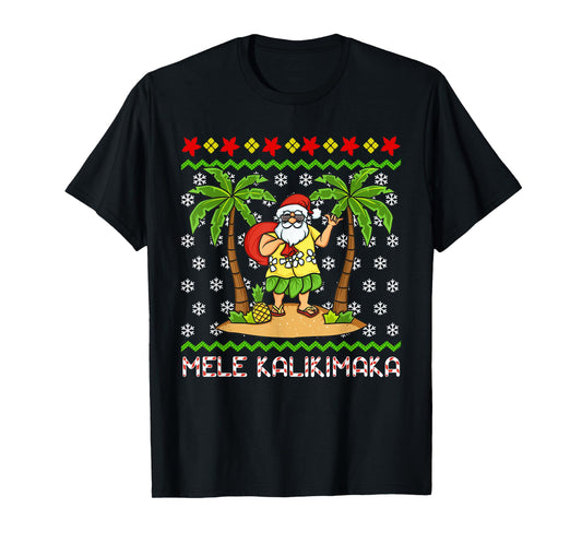 Mele Kalikimaka Hawaiian Christmas In July Hawaii Santa T-Shirt