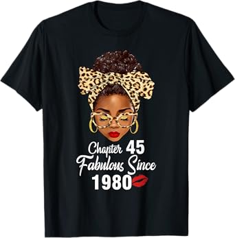 Chapter 45 Fabulous Since 1980 45th Birthday Women Leopard T-Shirt