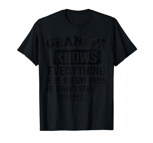 Funny Grandpa Knows Everything Father's Day Dad Jokes 2024 T-Shirt
