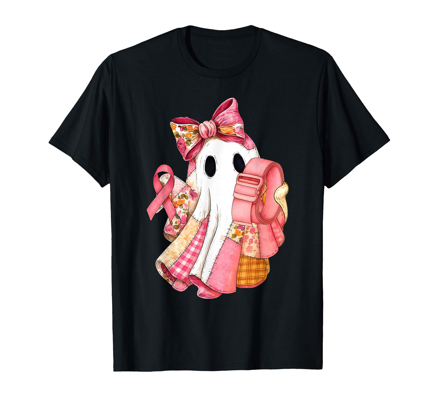 Physical Therapy Breast Cancer Pink Ribbon Ghost Halloween T-Shirt
